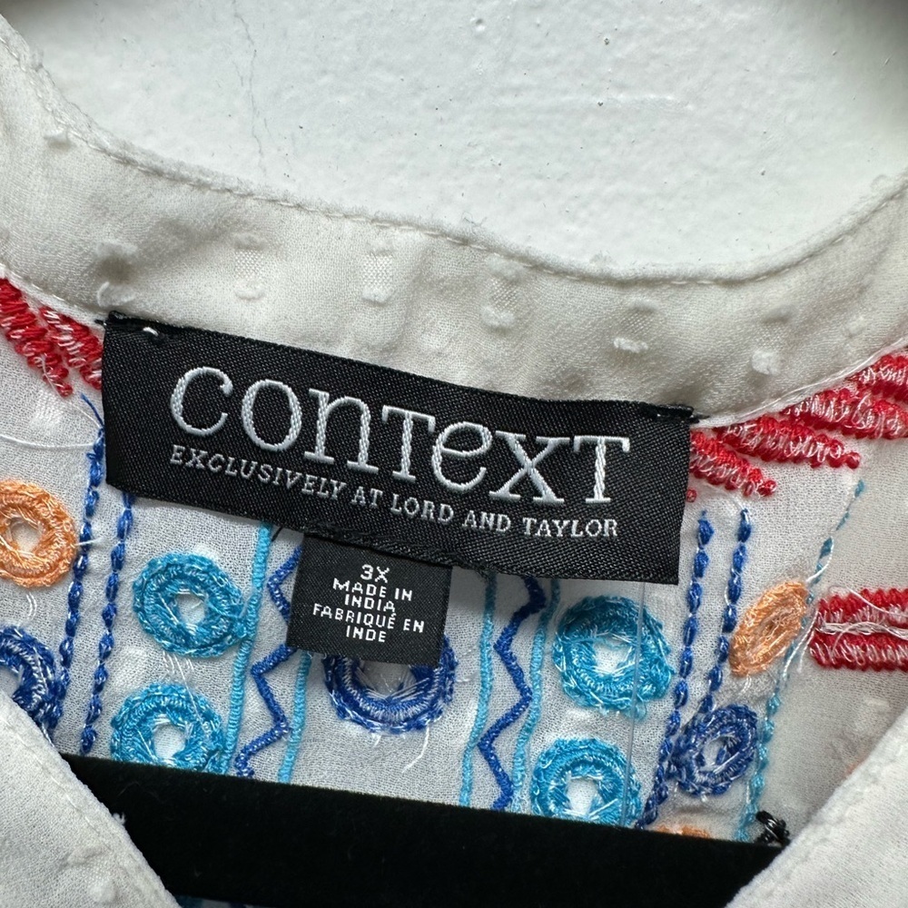 Context (Lord & Taylor Exclusive) Embroidered Boho Peasant Blouse – Size 3X NWT - Picture 4 of 7